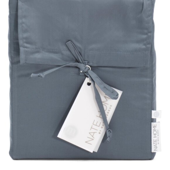 Nate Berkus 100% Cotton Sateen KING Size Sheet Set - slate gray/blue (300 TC) - Picture 1 of 1